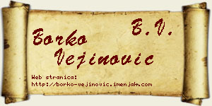 Borko Vejinović vizit kartica